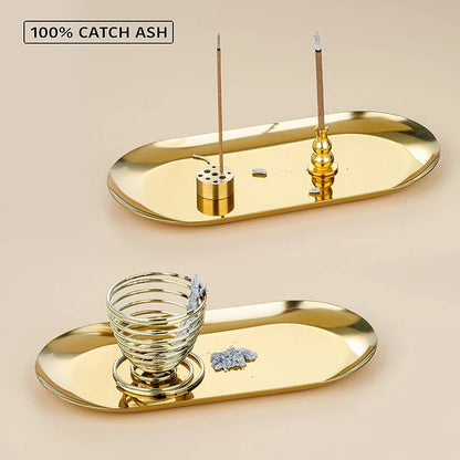 Golden Incense Tray Set