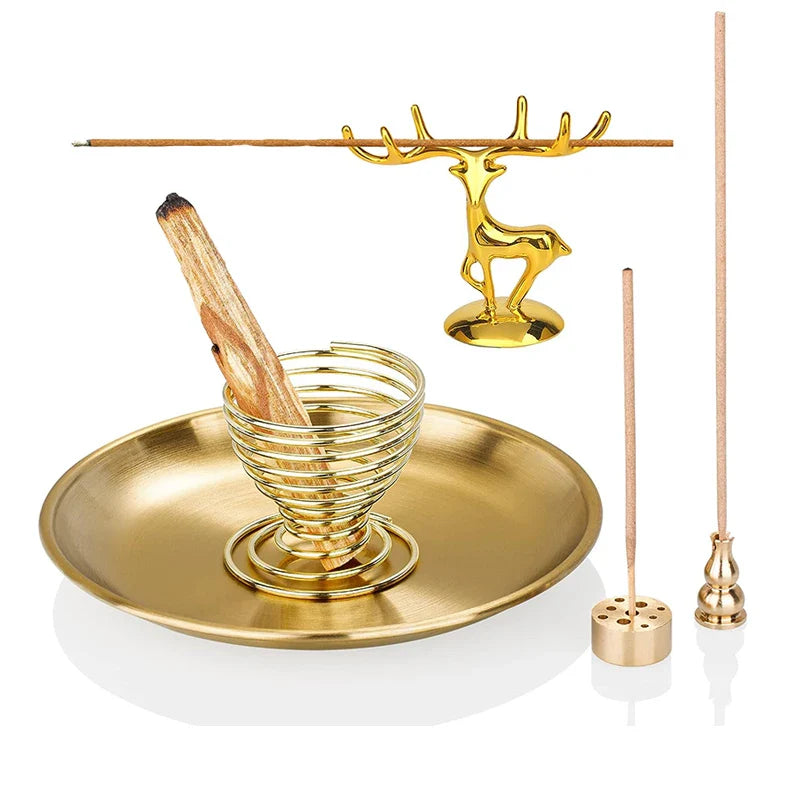 Golden Incense Tray Set