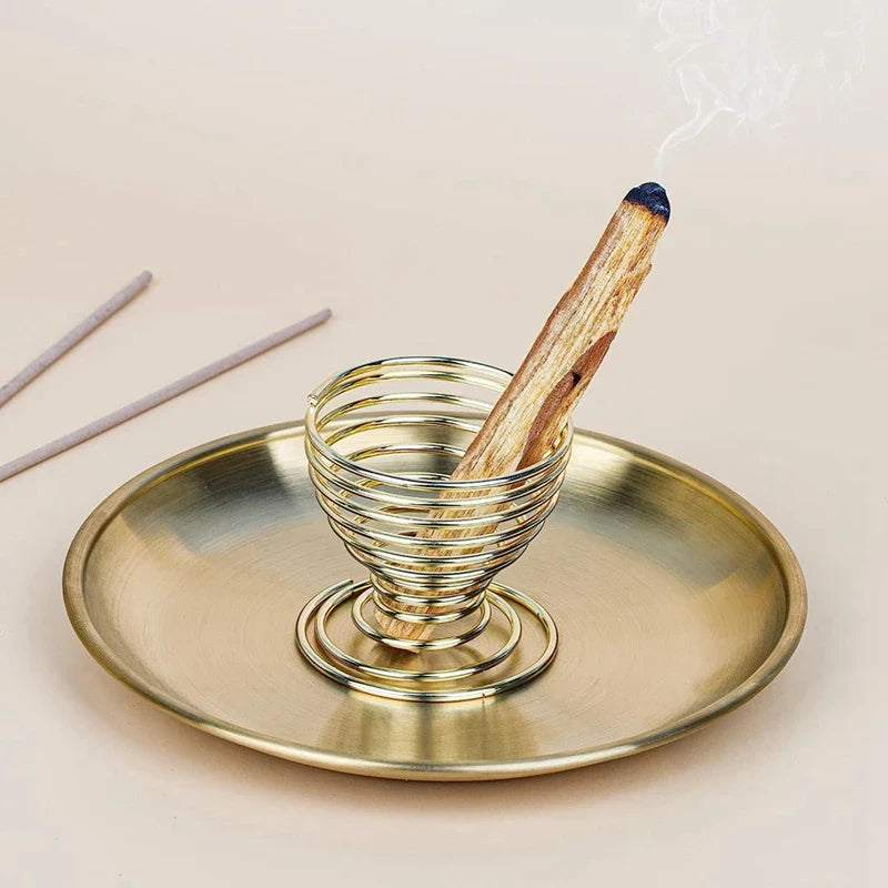 Golden Incense Tray Set