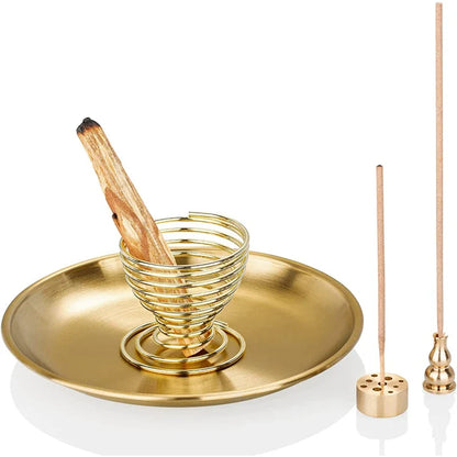 Golden Incense Tray Set