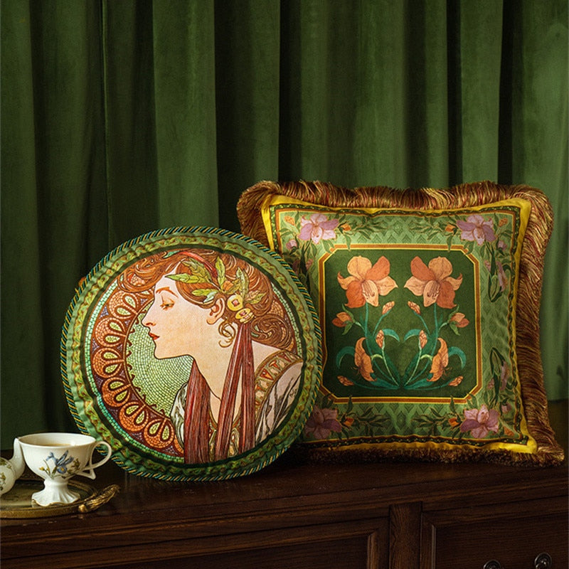 Mucha Throw Pillow Cover